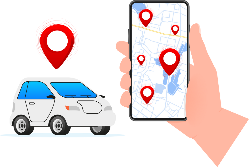 Car sharing service. Share automobile for commuting. Vector illustration.